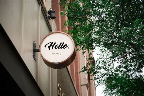 Free Round Wall Sign Mockup