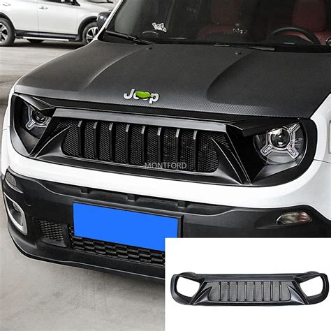 Black Angry Bird Style Grill For Jeep Renegade 2015 2018 2020 Upgrade Air Intake Styling Abs