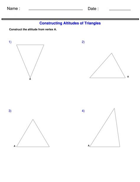 Constructing Altitudes Of Triangles Worksheet Construct The Altitude Made By Teachers