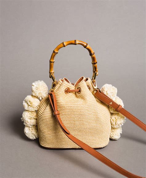 Sac Seau En Paille Avec Pompons