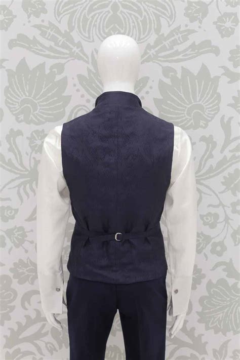 Panciotto Gilet Gil Blu Notte Abito Da Sposo Fashion Blu Lampo Made In