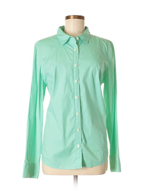 J Crew Factory Store Solid Light Green Long Sleeve Button Down Shirt