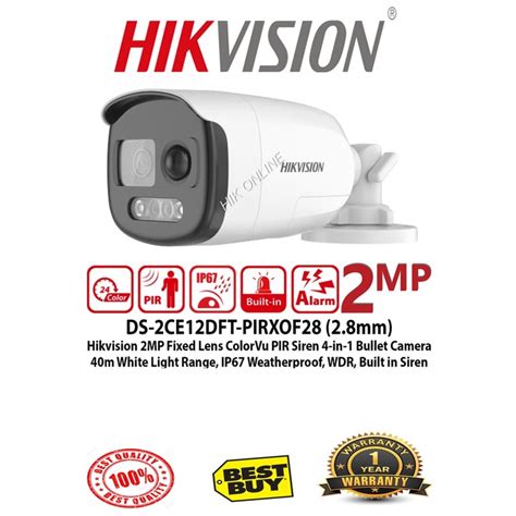 Hikvision Mp Colorvu Pir Siren Audio Fixed Bullet Camera Ds Ce Df T