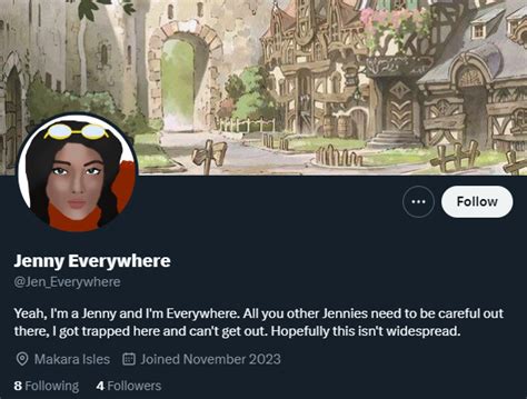 Jenny Everywhere's Twitter (November 2023 short story) | Jenny ...