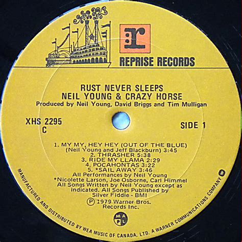 Neil Young And Crazy Horse ‎ Rust Never Sleeps Vinyl Pursuit Inc