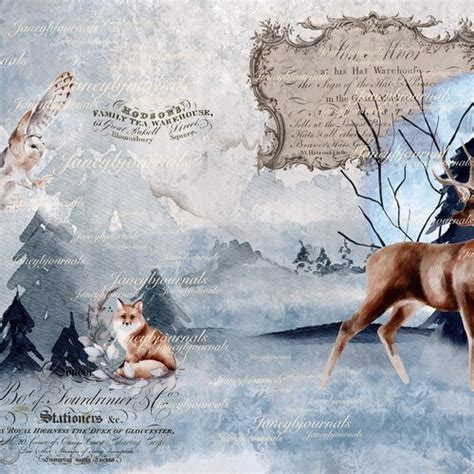 Woodland Winter Junk Journal Printable Kit Digital Download Etsy