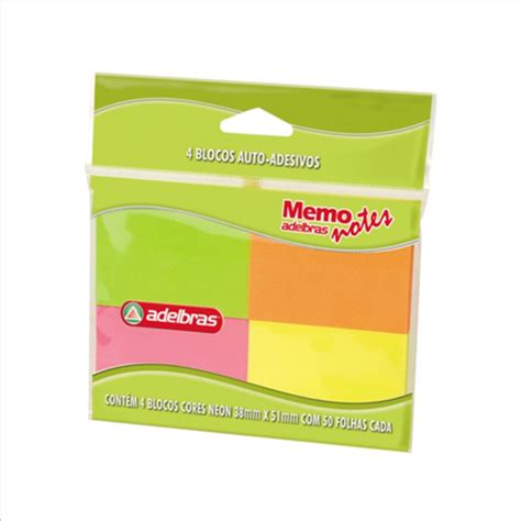 Bloco Adesivo Adelbras Memo Notes Cores Estilo Post It Shopee Brasil