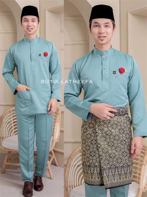 BAJU MELAYU HIJAU DUSTY GREEN PINE GREEN BAJU MELAYU RAYA 2024 BAJU