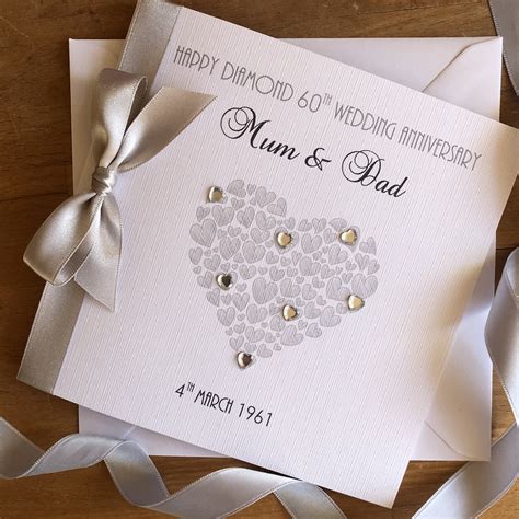 Diamond Or Platinum Wedding Anniversary Card 60th 70th Etsy Uk