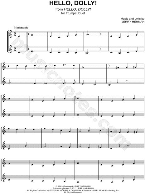 Hello Dolly Trumpet Duet From Hello Dolly Sheet Music In C