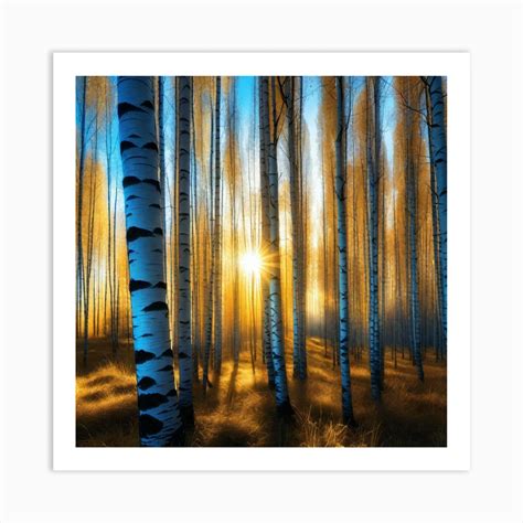 Birch Trees At Sunset 6 Art Print By Noctarius Fy