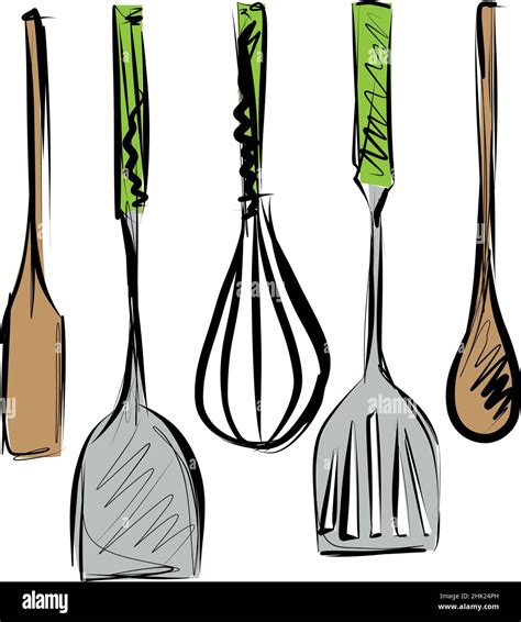 Sketch Of Kitchen Tools And Cooking Utensils Icon Spatula Whisk And