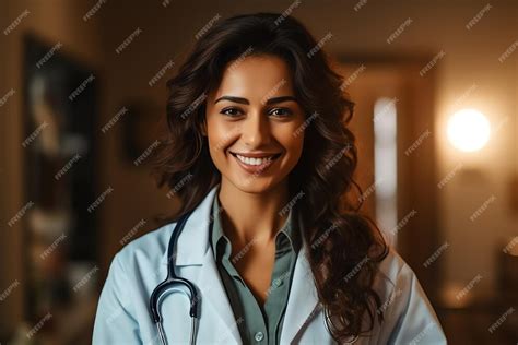 Premium Ai Image A Woman In A Doctor S Coat Smiles At The Camera