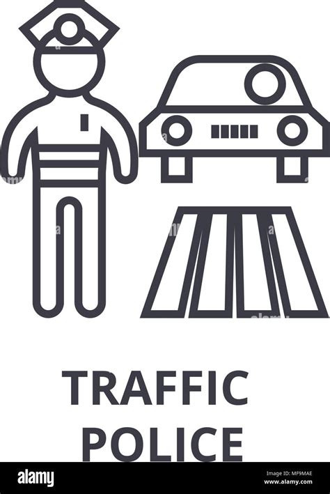 Traffic Police Thin Line Icon Sign Symbol Illustation Linear