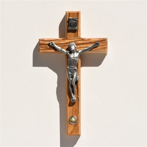 Crucifix With Bethlehem Stone And Pewter Corpus