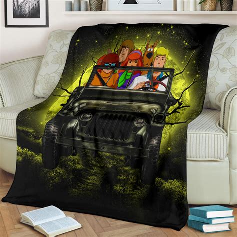 Scooby Doo Funny Drive Jeep Moonlight Halloween Premium Blanket