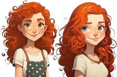 Premium Photo Red Haired And Curly This Cartoon Girl Is Adorable