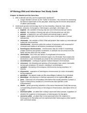 AP Biology DNA And Inheritance Test Study Guide Docx AP Biology DNA