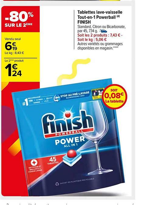 Promo Tablettes Lave Vaisselle Tout En Powerball Finish Chez