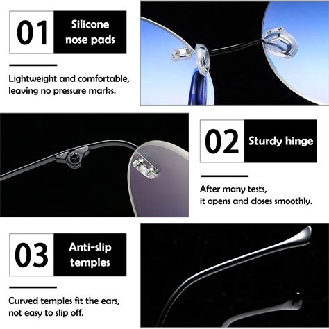 Koosufa Titanium Rimless Round Reading Glasses 2 5 Blue Light Blocking Eyeglasses Readers