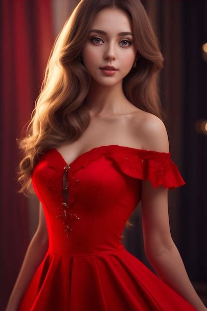 Una Bella Dama Con Un Vestido Rojo Foto Premium