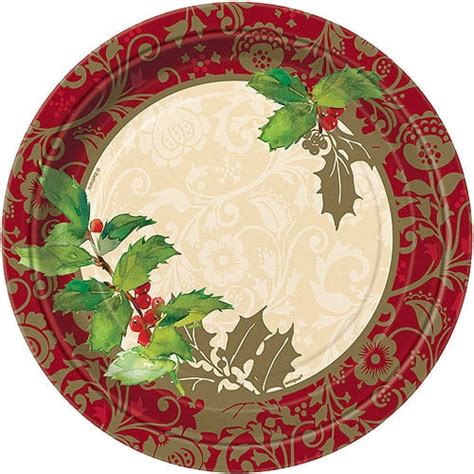 9 Elegant Holiday Paper Dinner Plates 8ct