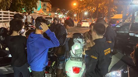 Pattaya Police Conduct Late Night Inspections On Pattaya Beach The