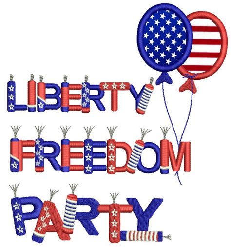 Liberty Freedom Party Usa Patriotic Applique Machine Embroidery Design