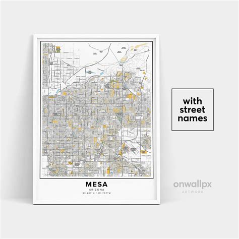 Mesa Map Print Street Names Mesa Print Printable Map Of Mesa City