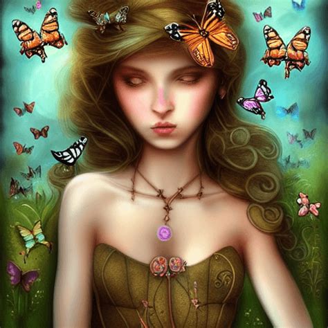 Whimsical Detailed Fantasy Girl In Butterflies · Creative Fabrica