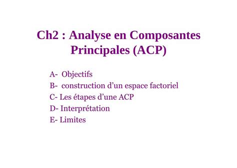 Pdf Ch2 Analyse En Composantes Principales Acp Iml Univ Mrs Fr