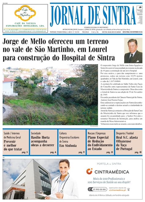 Tudo Sobre Sintra Jornal De Sintra 25 De Novembro