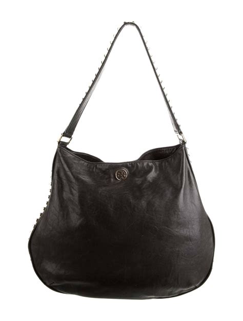 Tory Burch Studded Leather Hobo Bag Black Hobos Handbags Wto