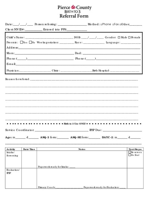 Fillable Online Co Pierce Wi Pierce County Referral Form Fax Email