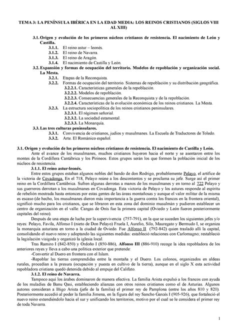 Tema La P Ib Rica En La E Media Los Reinos Cristianos Siglos