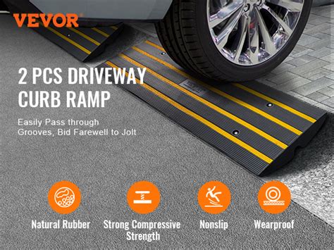 Vevor Curb Ramp Rubber Driveway Ramp 2 Pack 26 Rise 15t Load