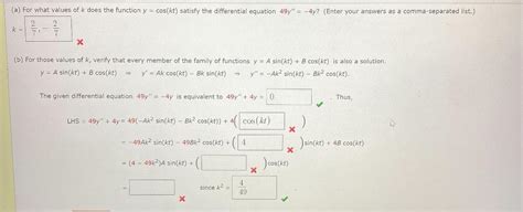 Solved A For What Values Of K Does The Function Y Chegg