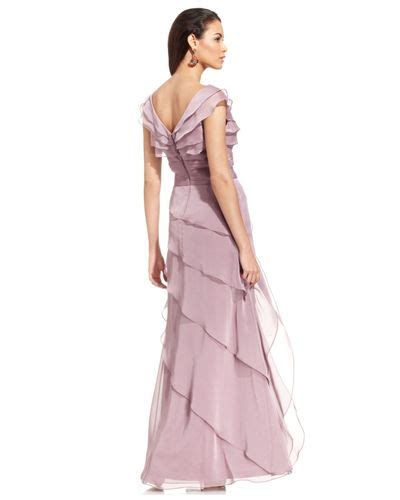 Adrianna Papell Tiered Evening Dress In Mauve Purple Lyst