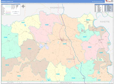 Greene County, PA Wall Map Color Cast Style by MarketMAPS