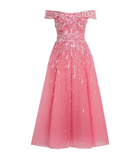 Womens Zuhair Murad Pink Embellished Off The Shoulder Gown Harrods Uk