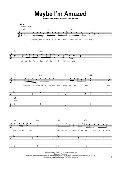 Maybe Im Amazed Sheet Music Paul Mccartney Bass Guitar Playalong