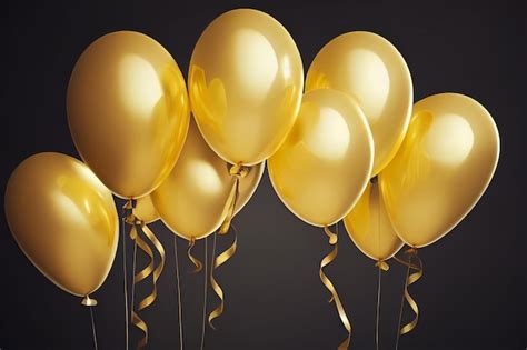 Premium Photo D Illustration Group Of Gold Balloons Isolated On