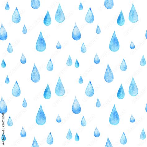 Foto De Hand Painted Watercolor Rain Drops Seamless Pattern Isolated On