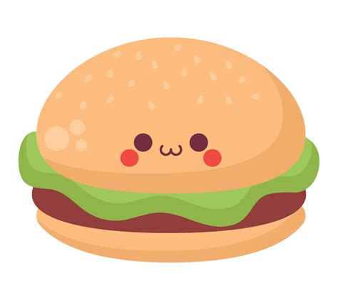 Kawaii Hamburger Illustration Vector Art At Vecteezy