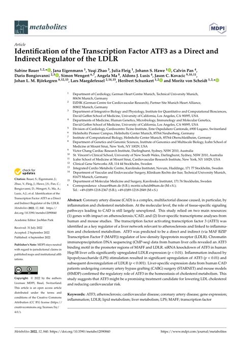 Pdf Identification Of The Transcription Factor Atf As A Direct And