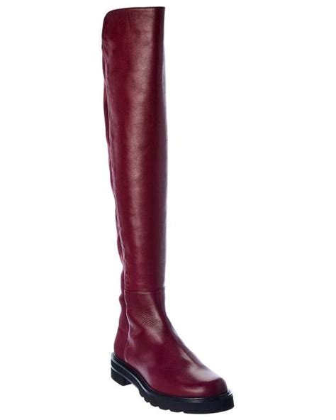 Stuart Weitzman Lift Leather Knee High Boot In Red Lyst Canada