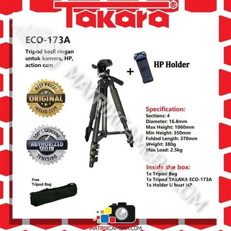 Jual TAKARA ECO 173A Tripod Kamera HP DSLR Holder HP Shopee Indonesia