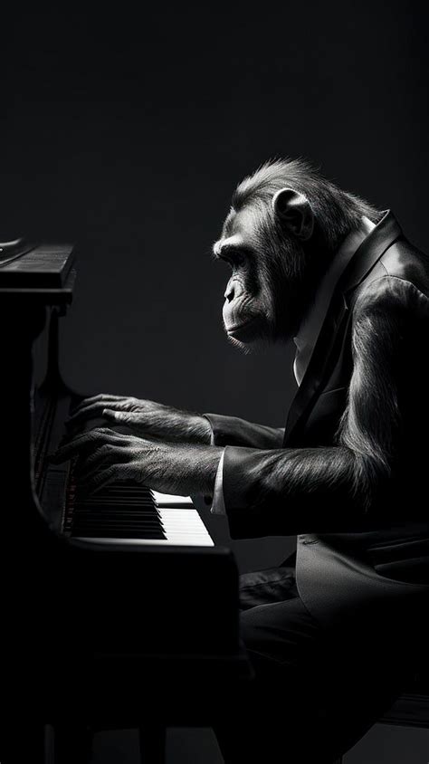 Monkey Wearing Taxedo Playing Piano Premium Photo Rawpixel