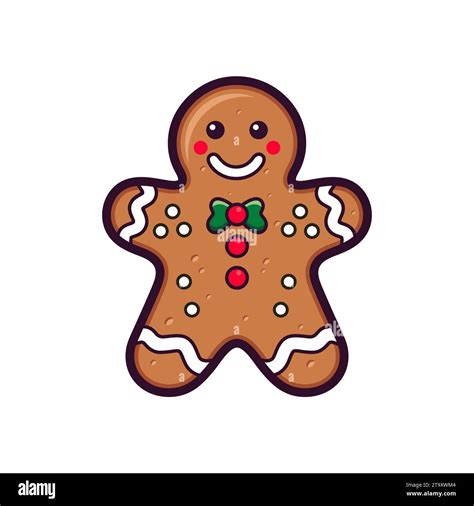 Flat Vector Gingerbread Man Christmas Icon Gingerbread Design