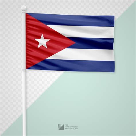 Premium Psd Waving The Cuba Flag On A White Metal Pole Isolated On A